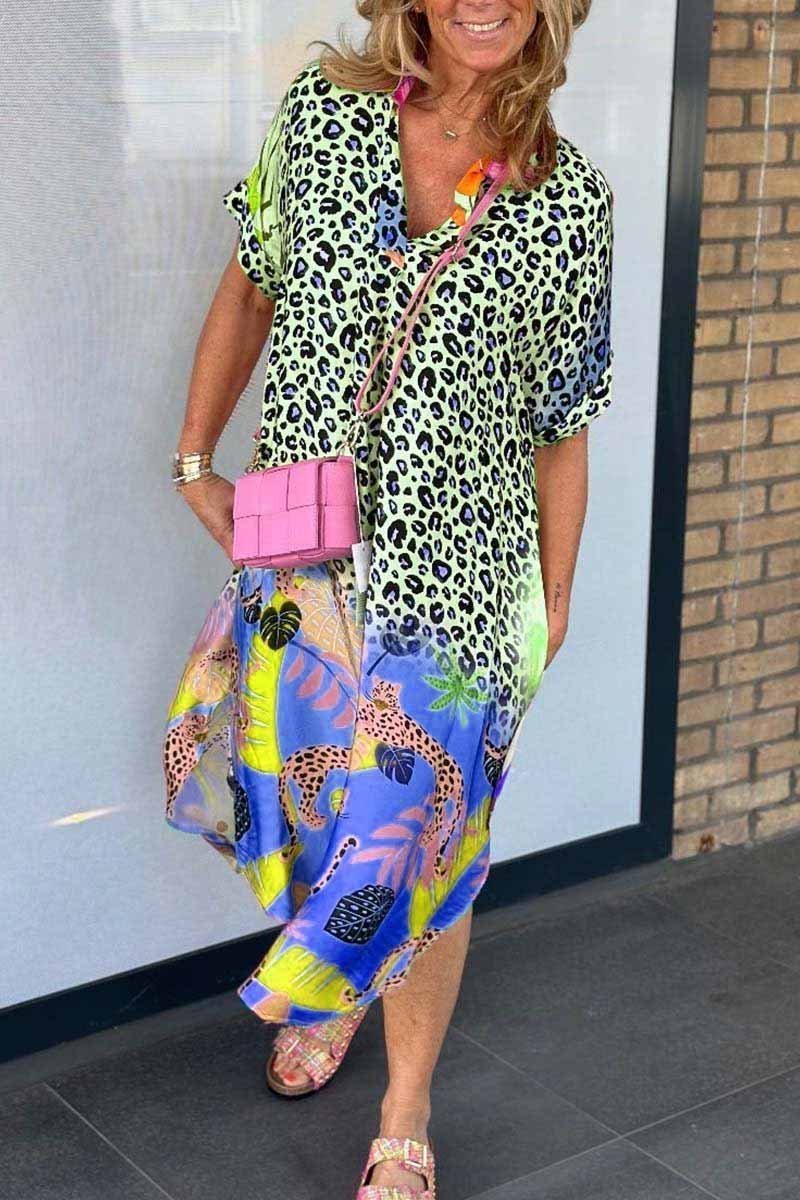 Nuria Leopard Print Short Sleeve Dress for Women Brunch Outfit Idea