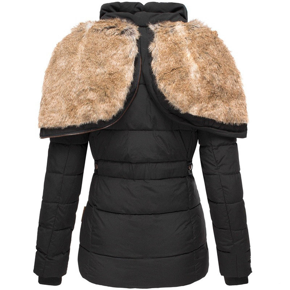 Faux Fur Hooded Zip Front Puffer Jacket