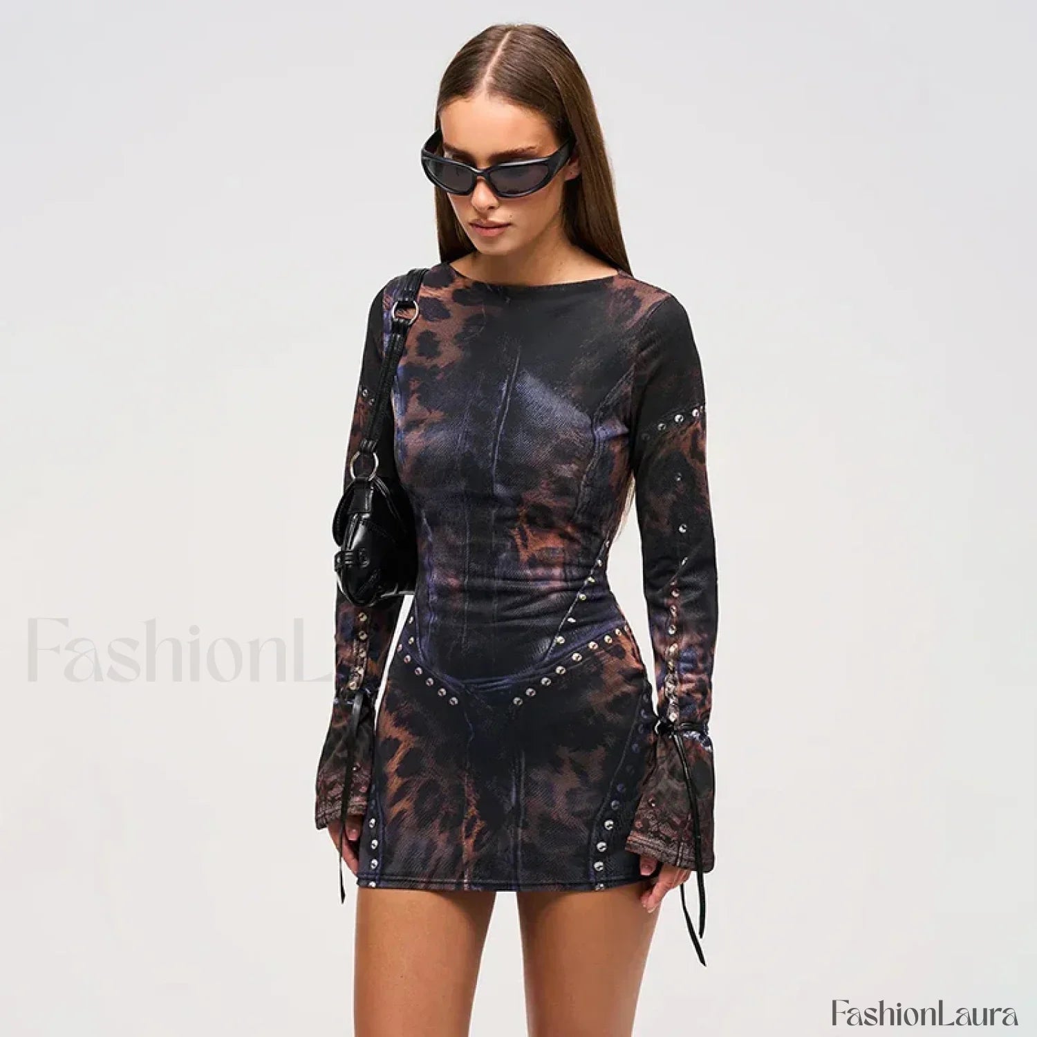Leopard Flared Sleeve Mini Dress