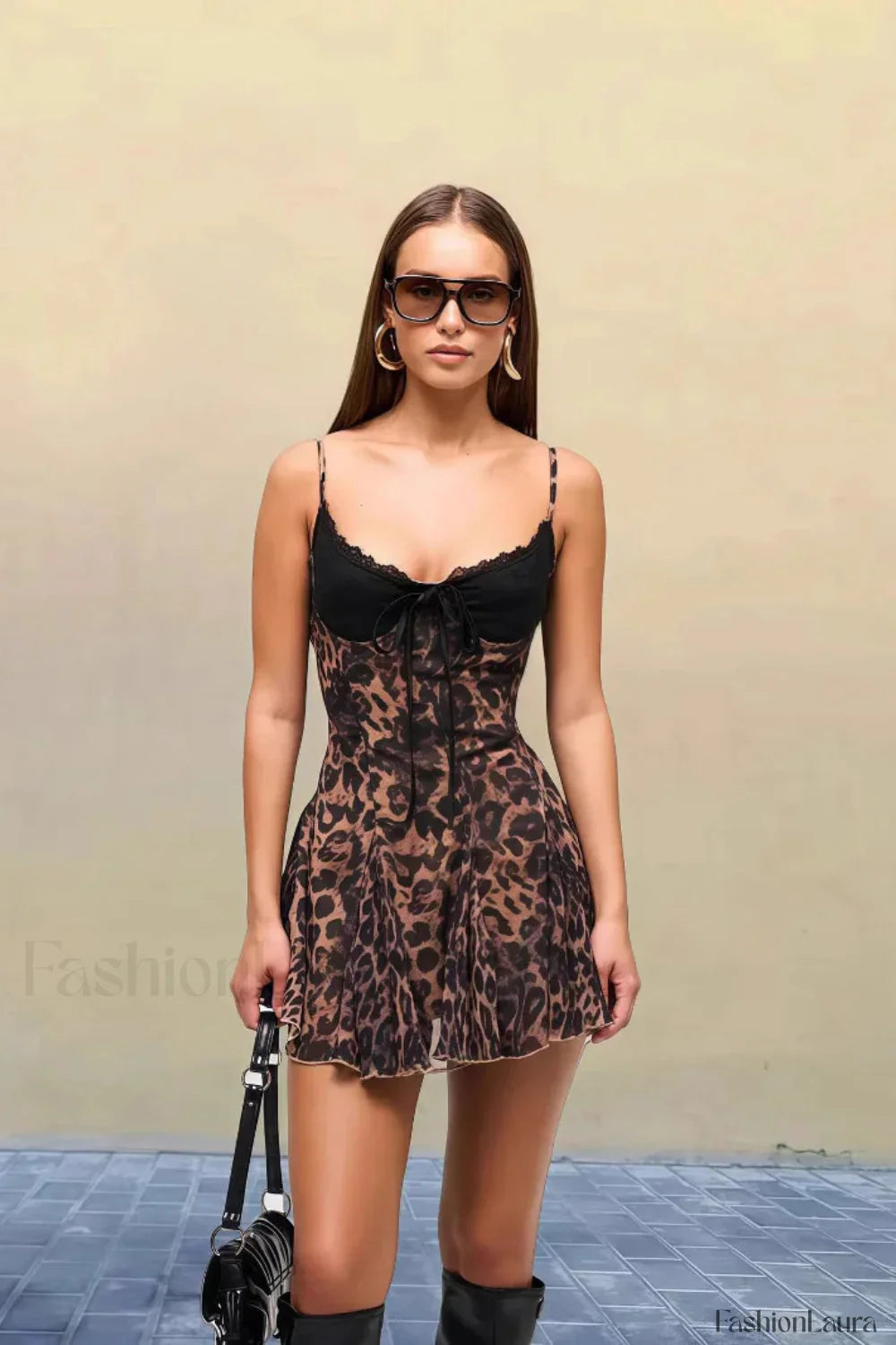 Leopard Lace Cami Mini Dress