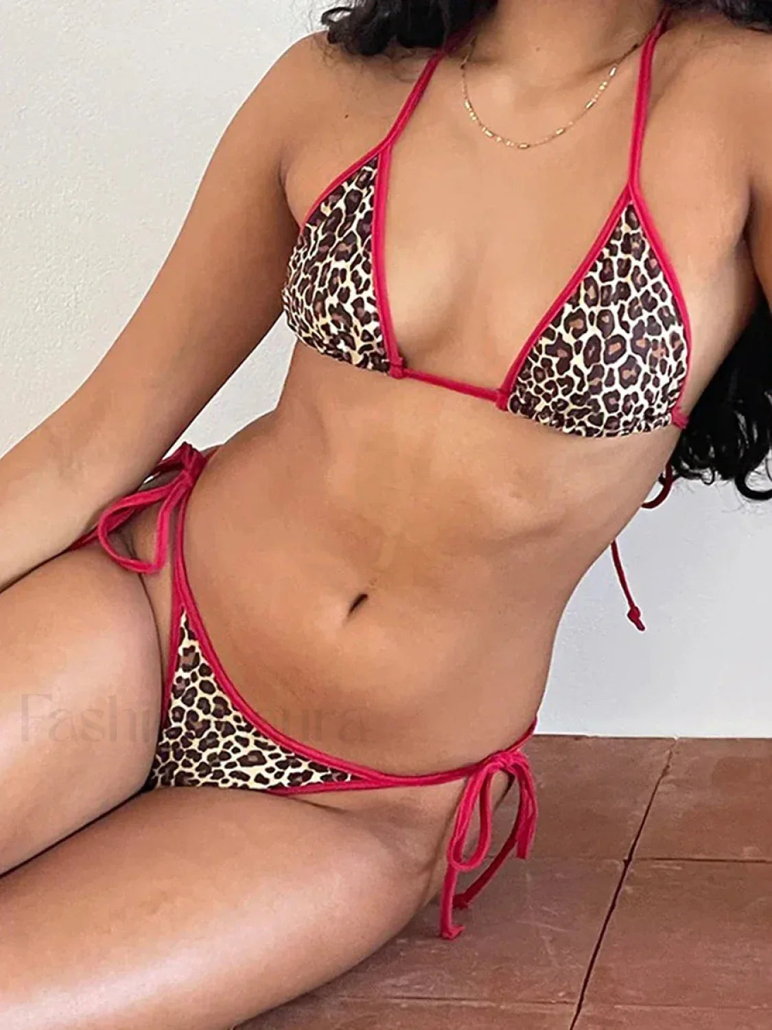 Leopard Print Tie-Up Bikini Set