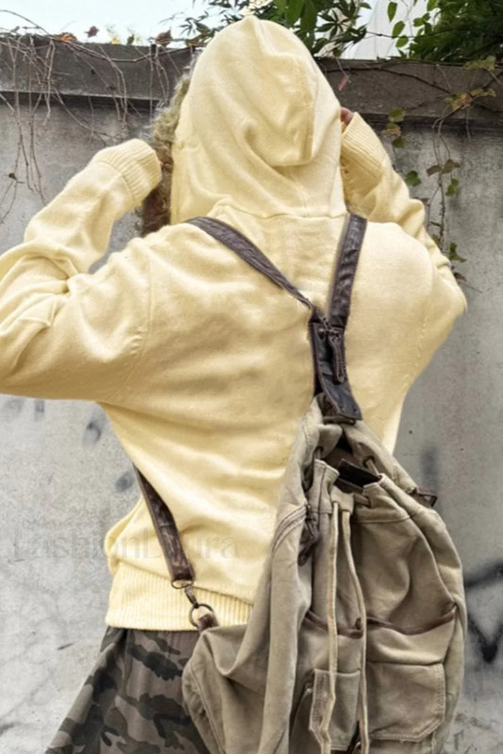 Letter Print Fur Detail Hoodie