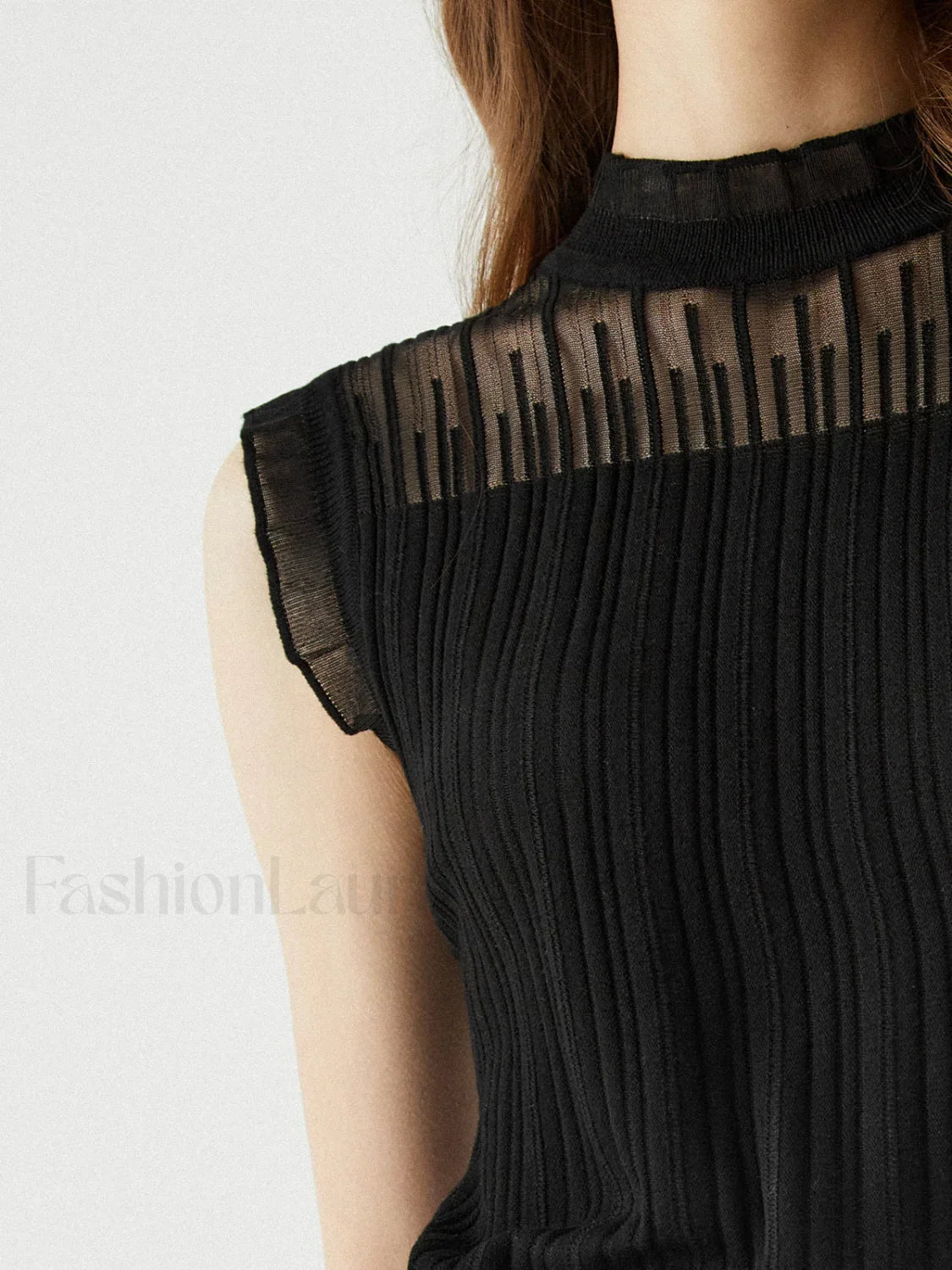 Lettuce Trim Patchwork Trendy Sleeveless Sweater Vest