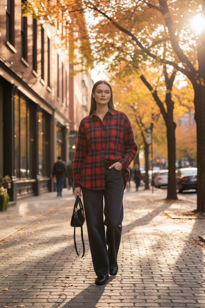Stylish Oversized Red Plaid Shirt | Soft Fabric & Comfortable Fit