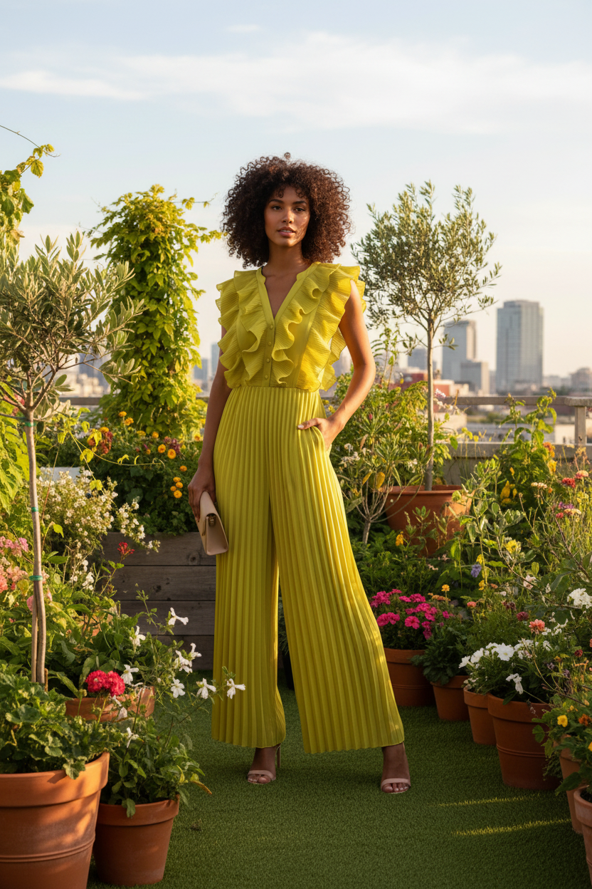 Lightweight Wide-Leg Jumpsuit with Pockets