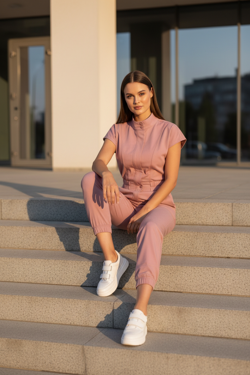 Elegant Soft Women's Jumpsuit with Pockets and Adjustable Straps