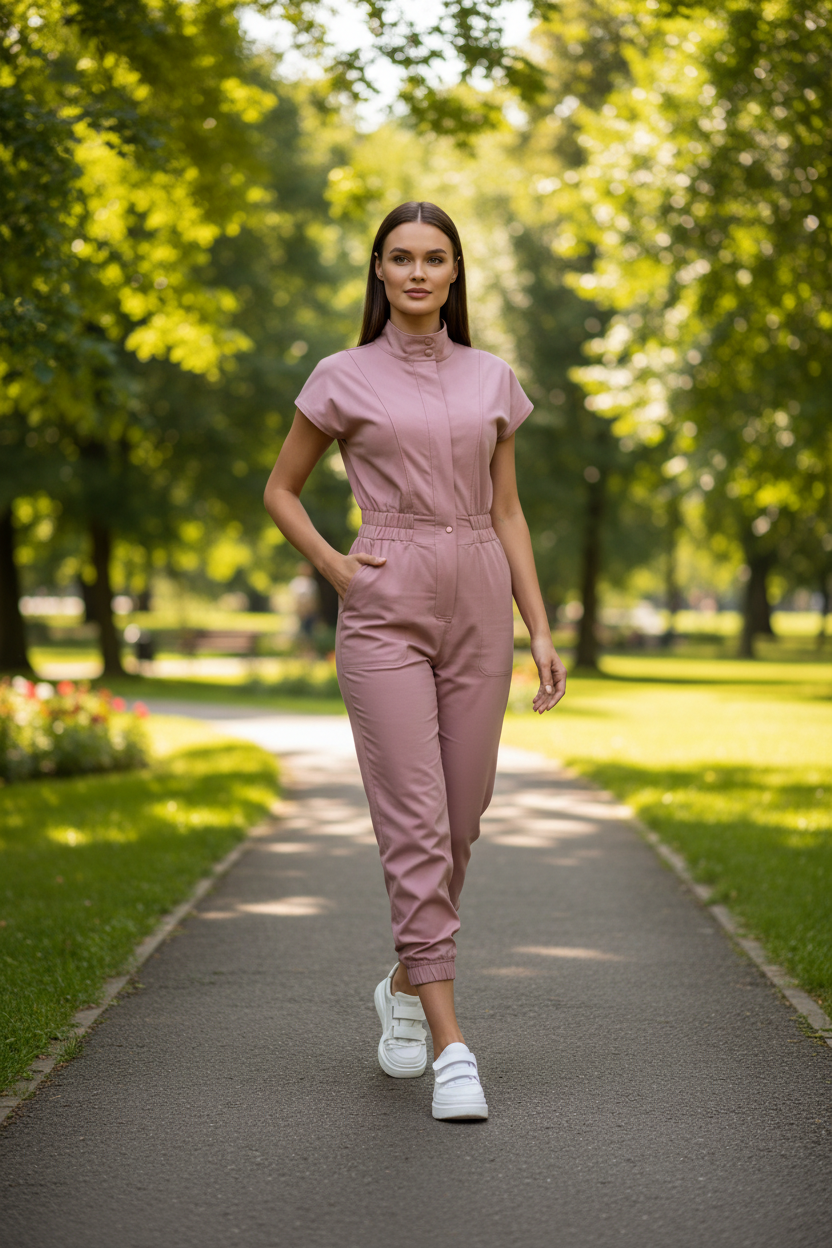 Elegant Soft Women's Jumpsuit with Pockets and Adjustable Straps