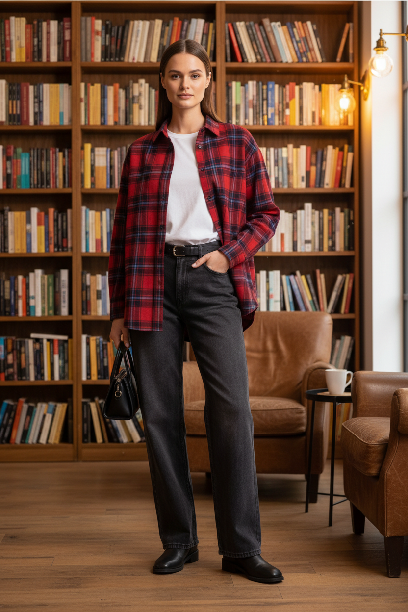Stylish Oversized Red Plaid Shirt | Soft Fabric & Comfortable Fit