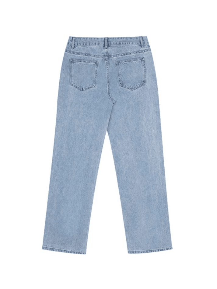 Faded Wash Loose Fit Straight Leg Boyfriend Jeans 39