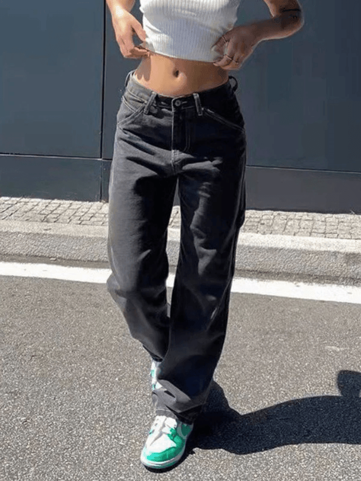 Faded Wash Loose Fit Straight Leg Boyfriend Jeans 20