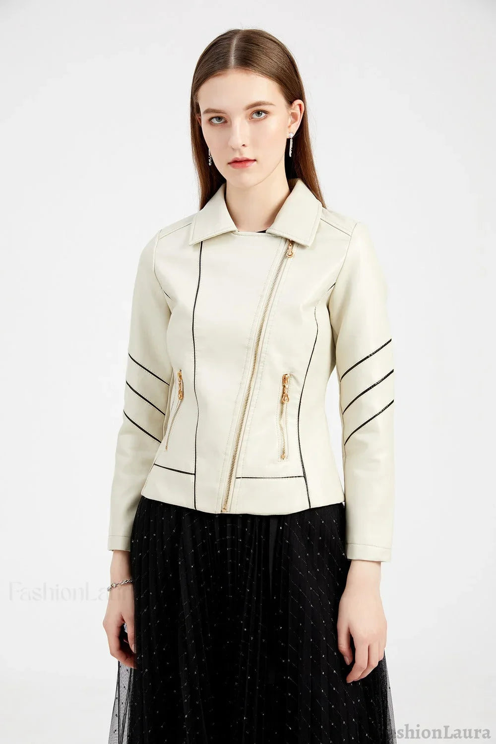 Lightweight PU Moto Jacket S / Ivory