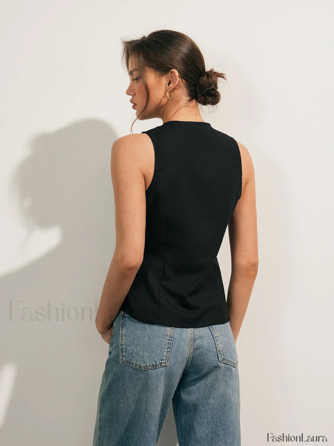 Linen Blends Button Up Tank Top