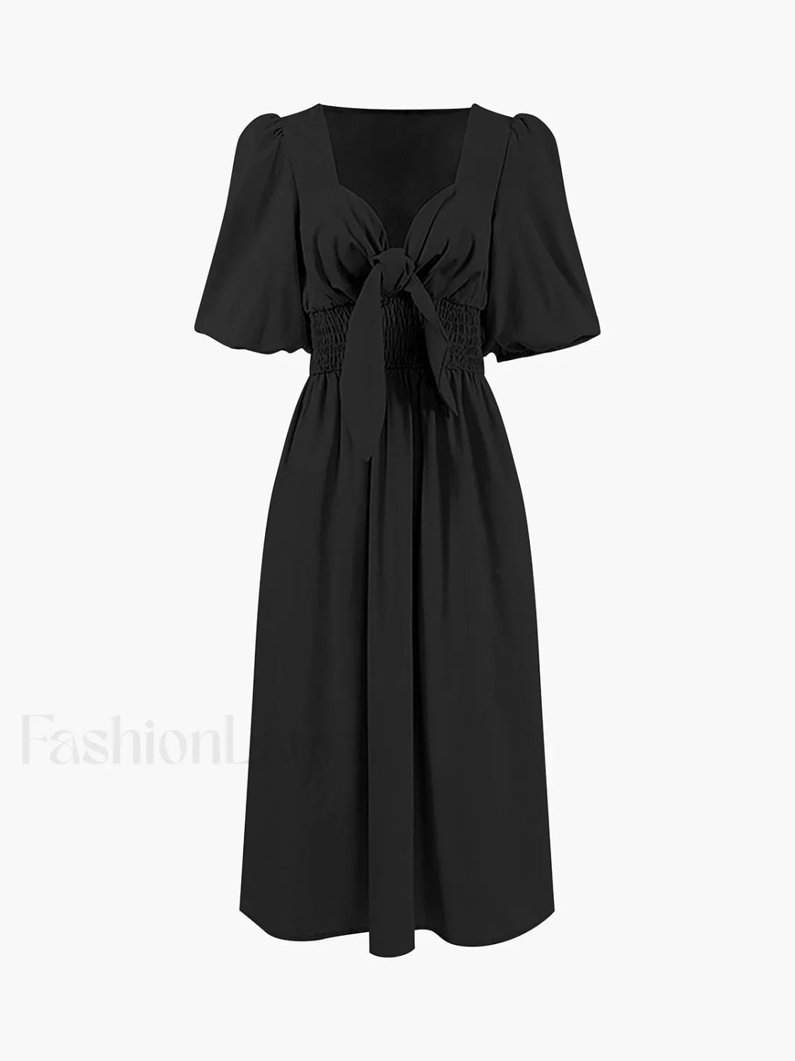 Linen Cotton Front Trendy Tie Midi Dress