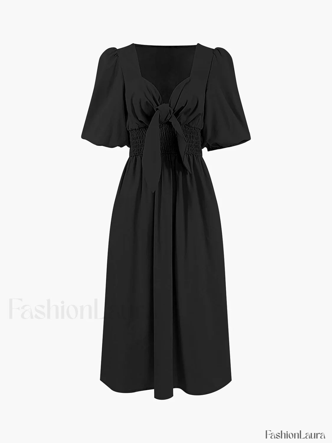 Linen Cotton Front Trendy Tie Midi Dress