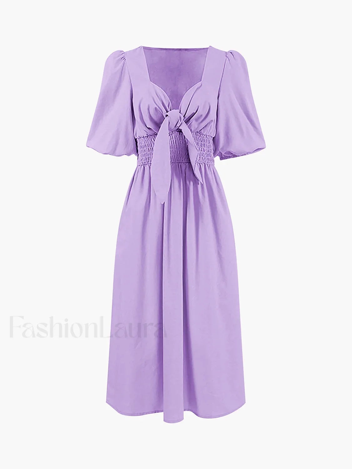 Linen Cotton Front Trendy Tie Midi Dress