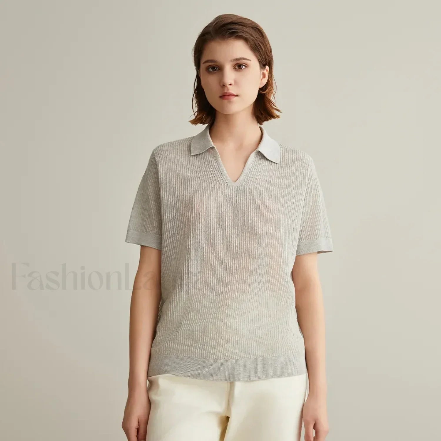 Linen Silk Polo Pullover Summer T-Shirt