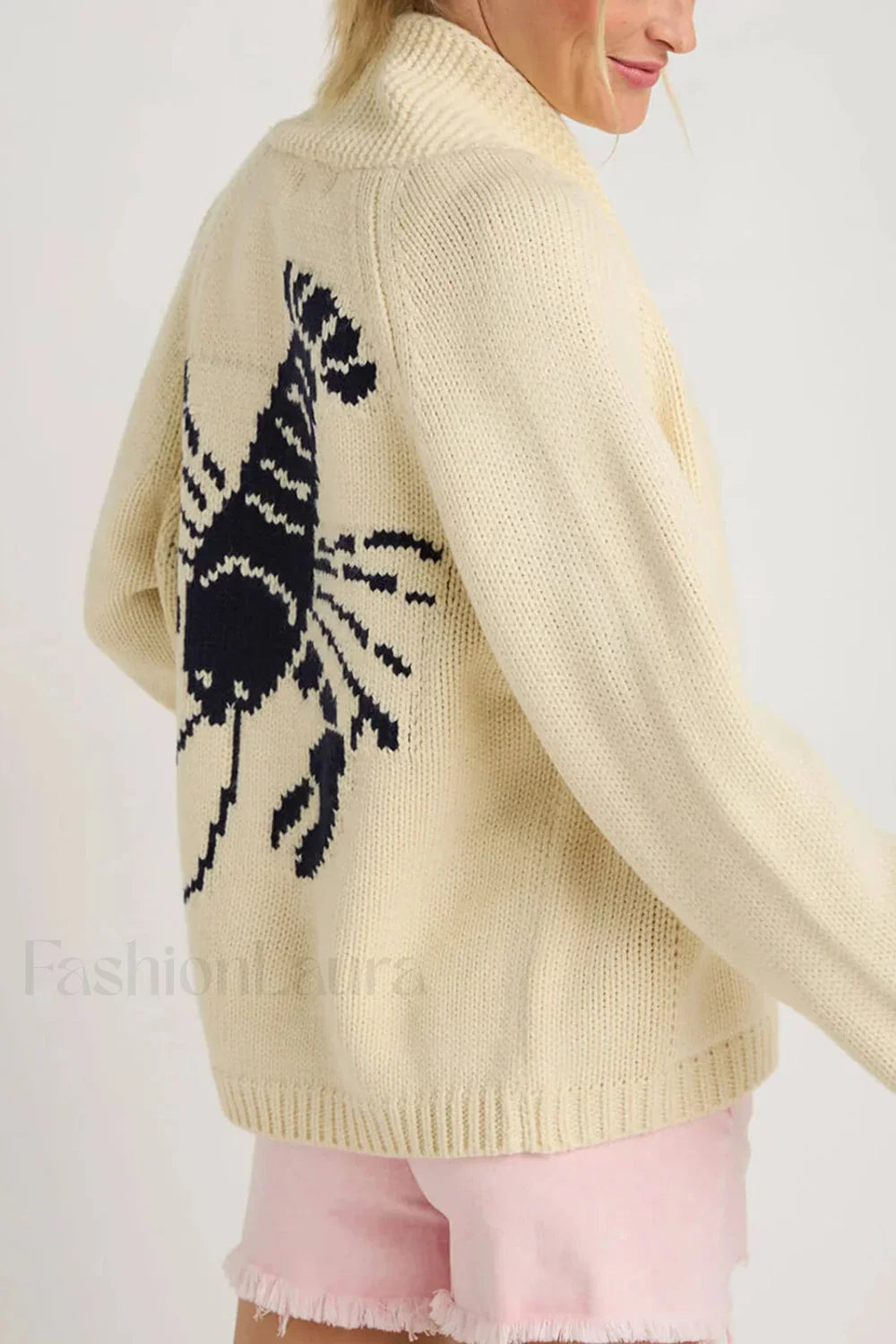 Lobster Print Knit Cardigan