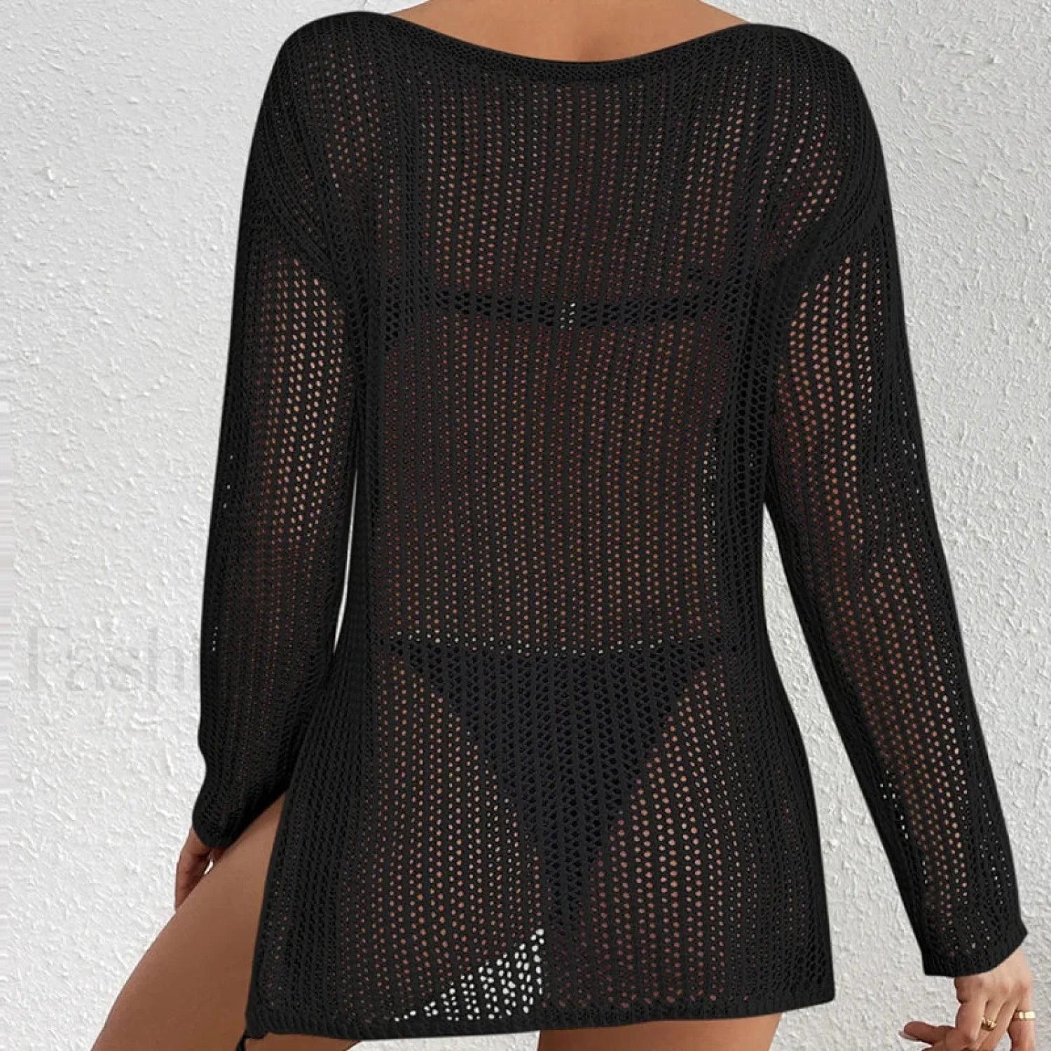 Long Hollow See-Through Top Cover Up