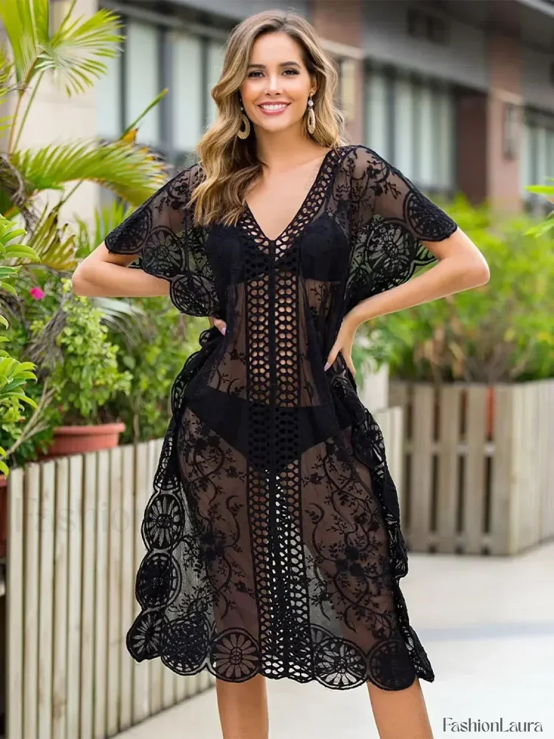 Long Lace Plus Size Cover Up