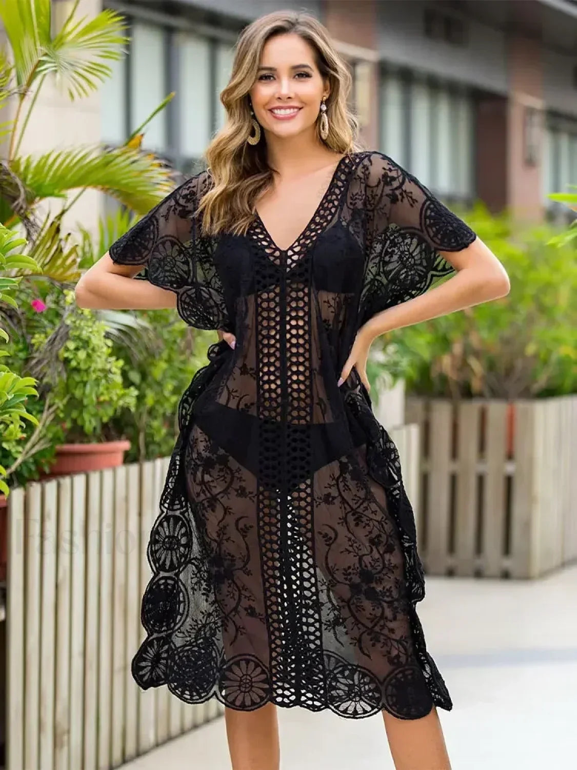 Long Lace Plus Size Cover Up