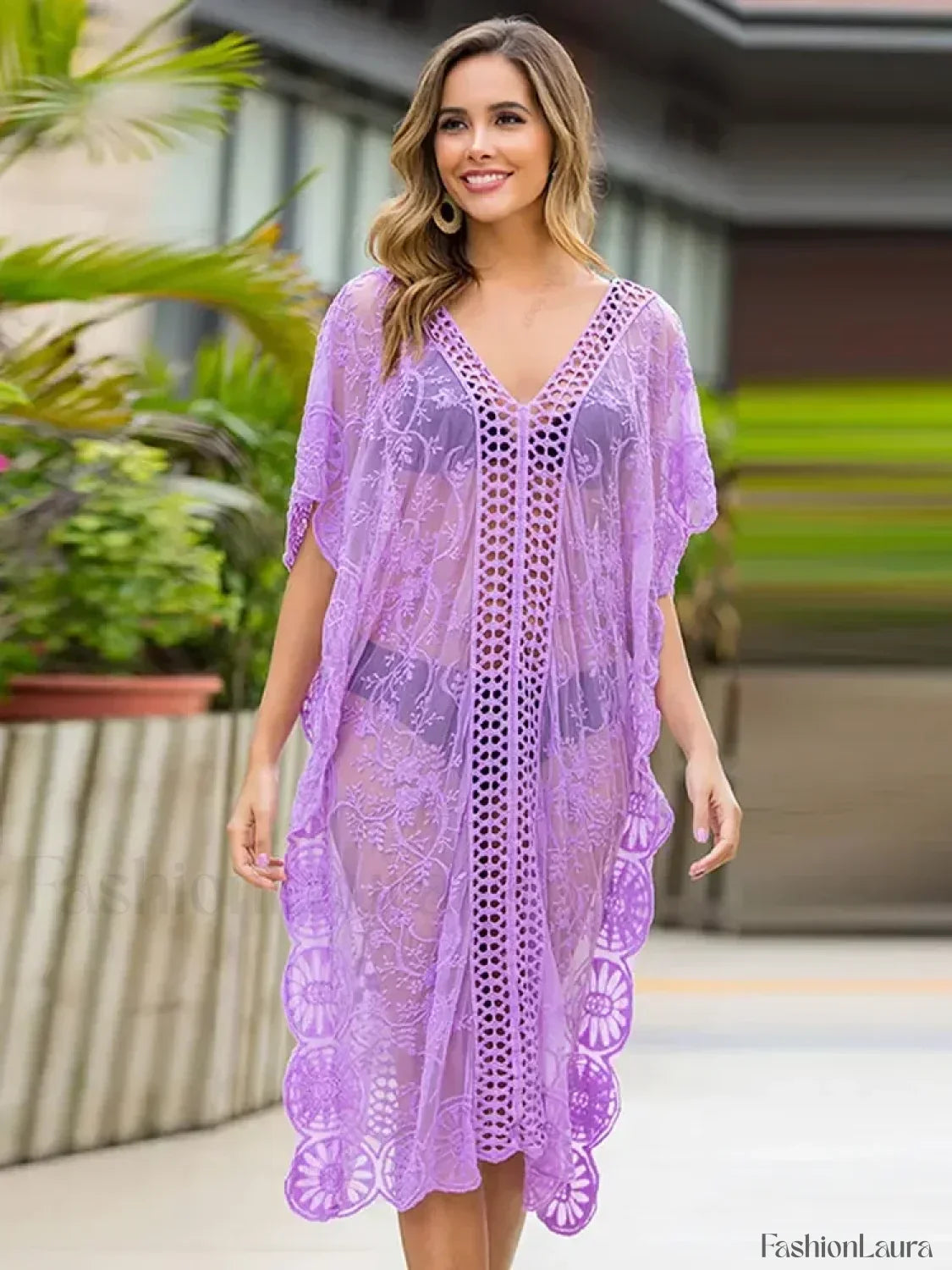 Long Lace Plus Size Cover Up