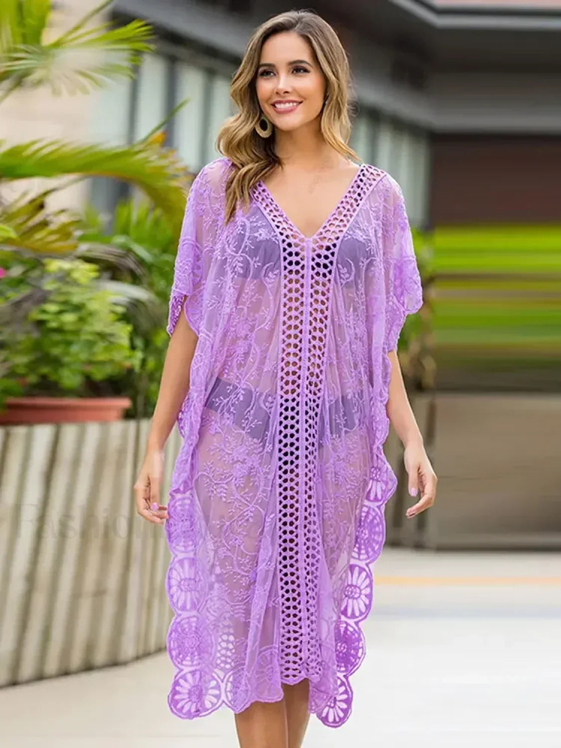Long Lace Plus Size Cover Up