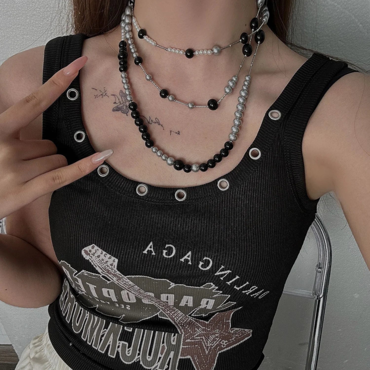 Long Pearl Layered Necklace