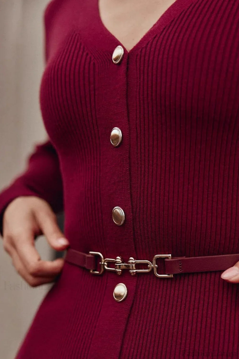 Long Sleeve Button Sweater Dress