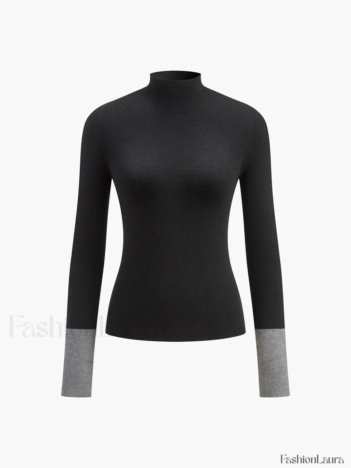 Long Sleeve Contrast Cuff Knit Top