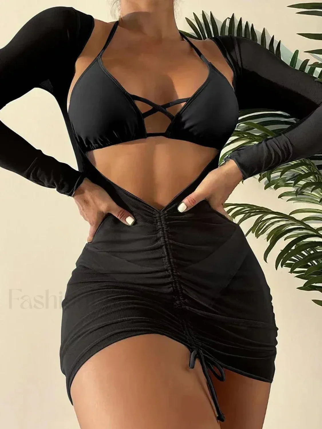 Long Sleeve Drawstring Three Piece Set