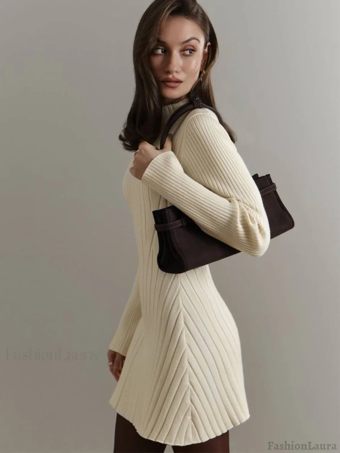 Long Sleeve High Neck Sweater Dress