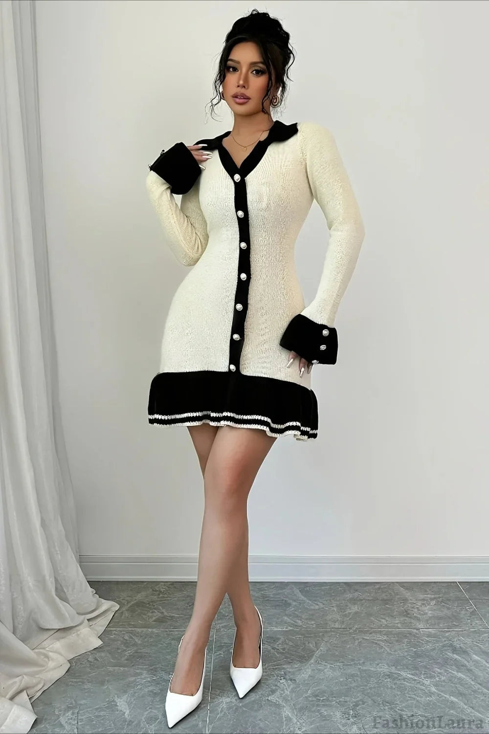 Long Sleeve Ruffle Sweater Dress