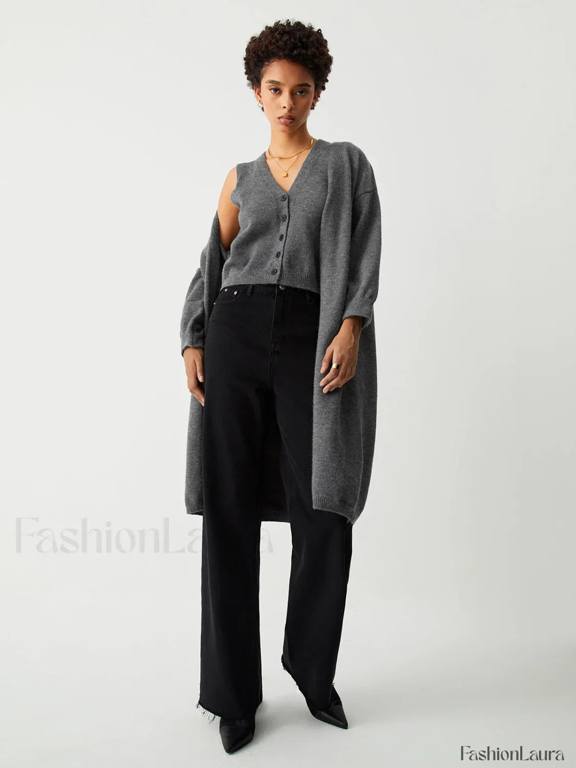 Longline Cardigan Graceful With Matching Vest