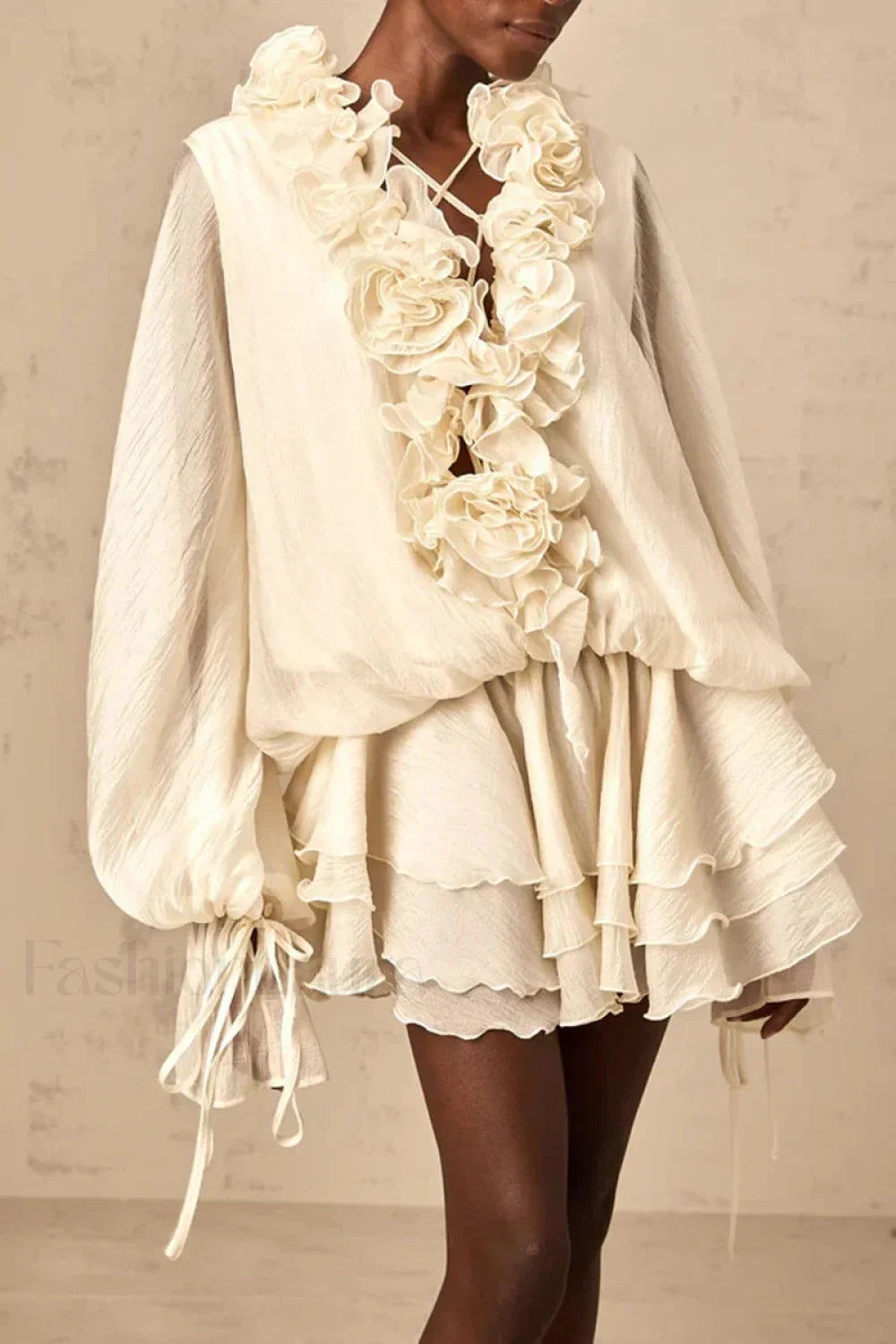 Loose Fit Folded Ruffle Boho Dress