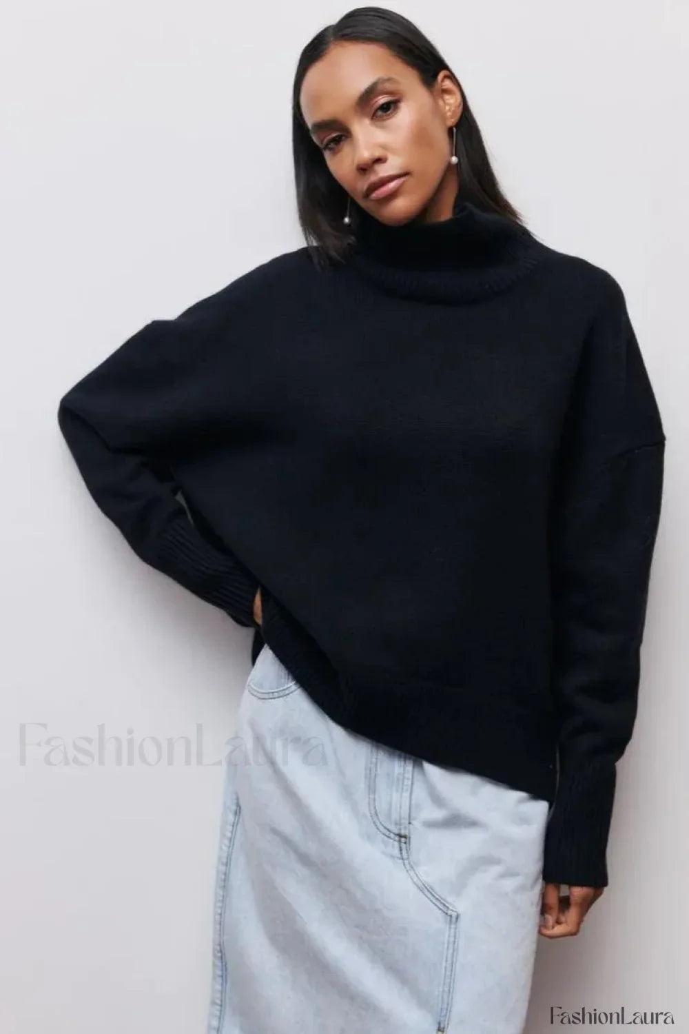 Loose Fit High Neck Sweater