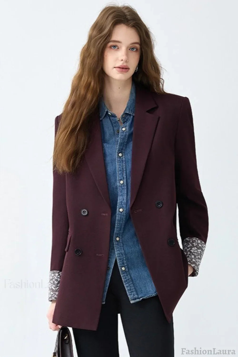 Loose Fit Long Sleeve Blazer S / Red