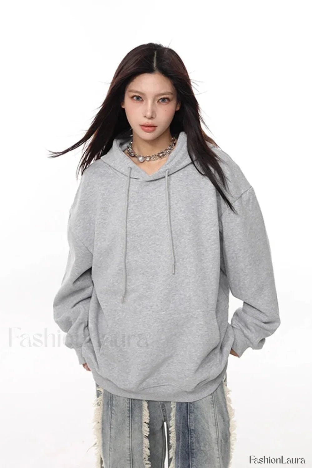 Loose Fit Long Sleeve Pullover Hoodie
