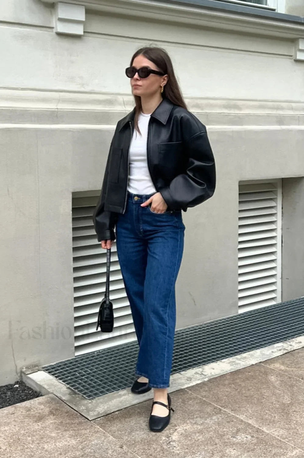 Loose Fit Matte Leather Short Jacket