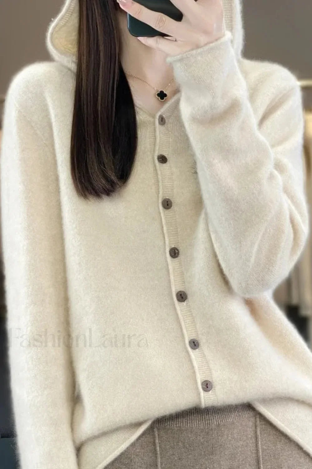 Loose Fit Merino Wool Hoodie