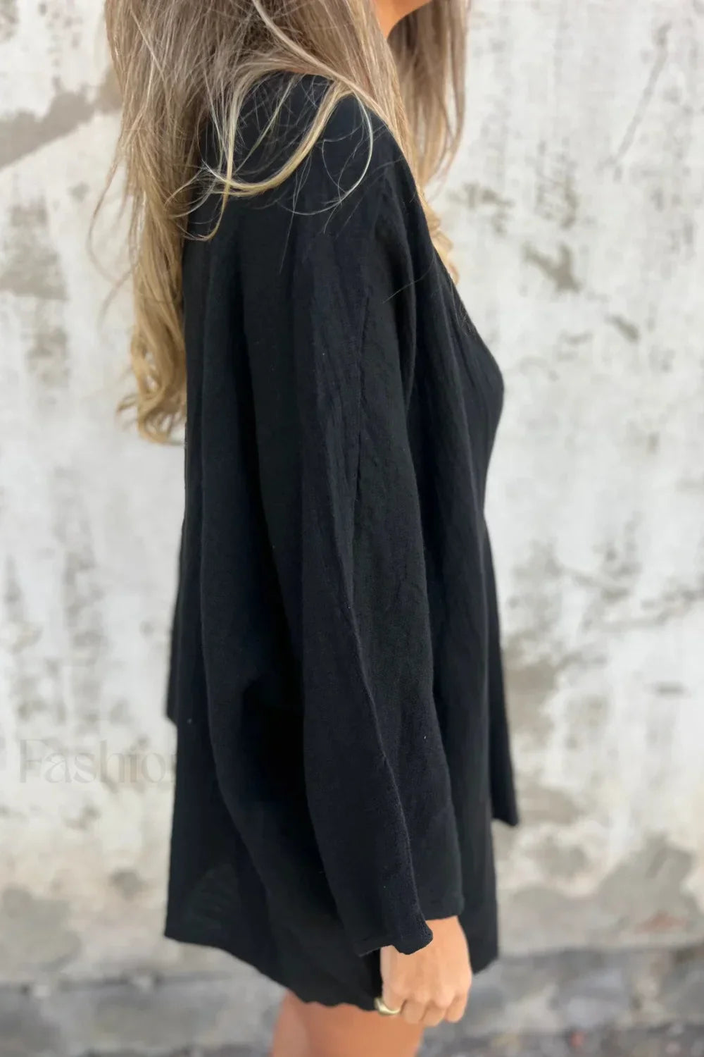 Loose Fit V Neck Long Sleeve Cardigan