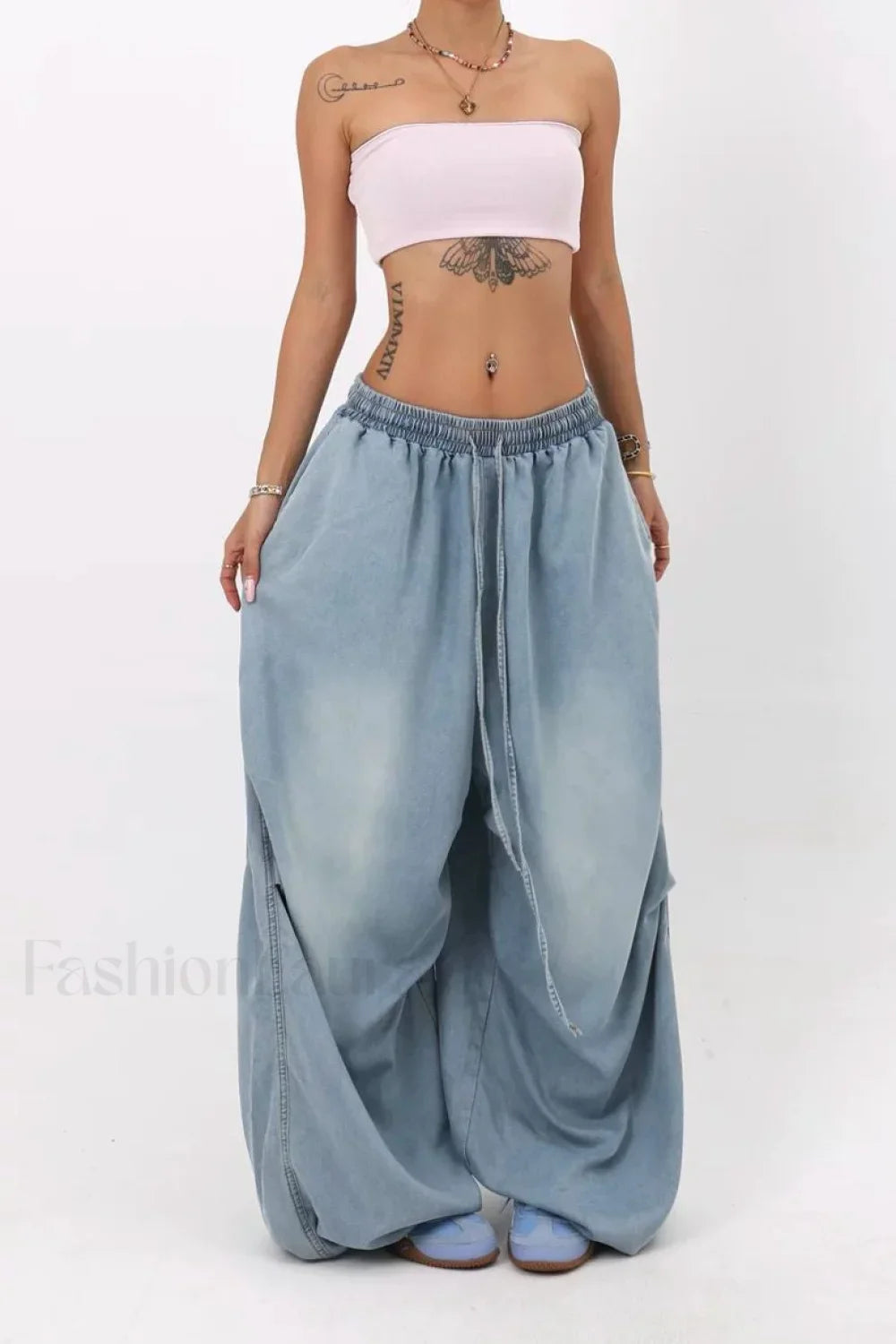 Loose Fit Wide Leg Street Jeans Light Blue / S