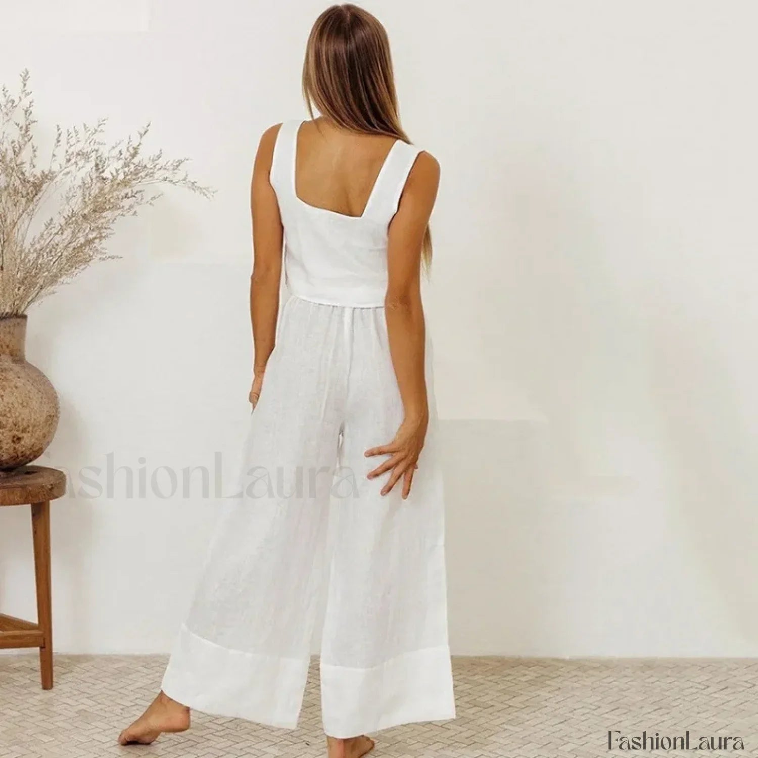 Loose Square Top Pants Two Piece Set