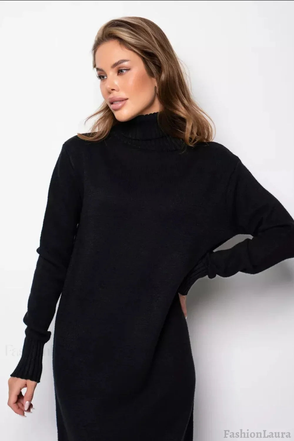 Loose Turtleneck Sweater Dress