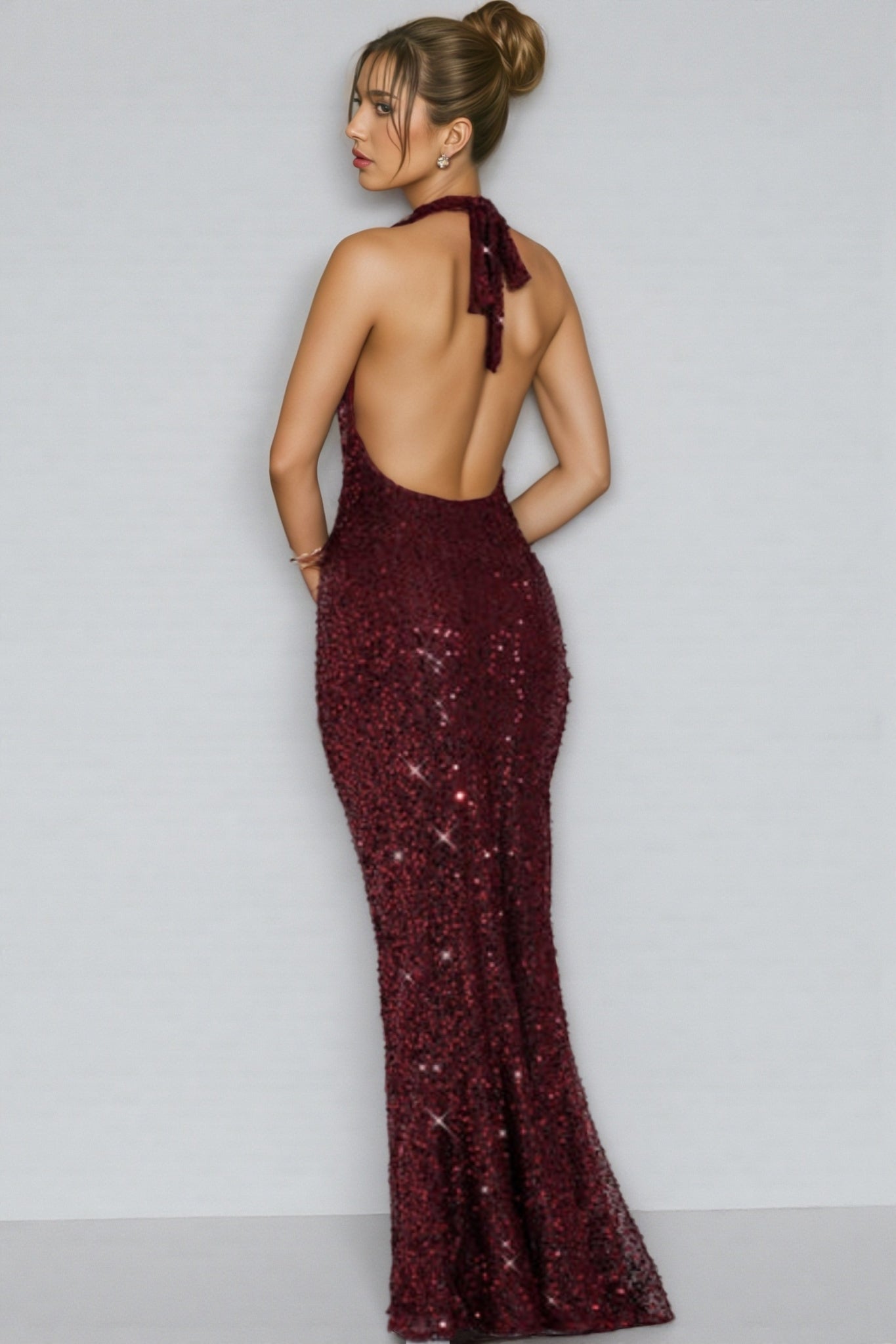Ordan Sequin Neck Maxi Dress - View 5