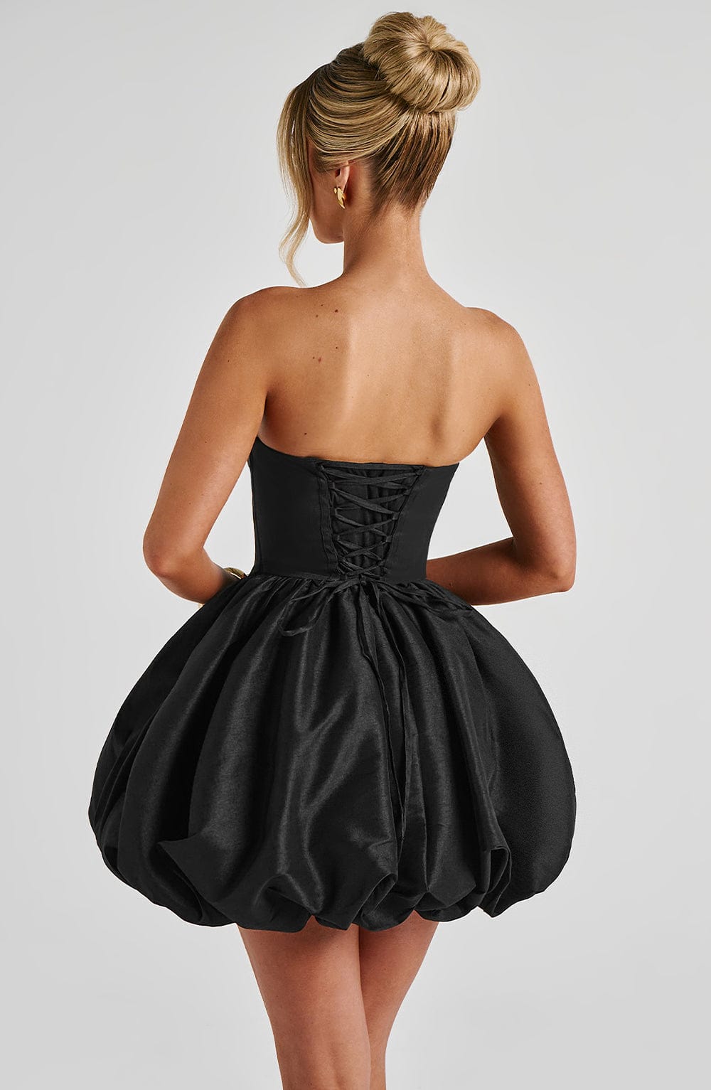 Strapless Corset Bow Bubble Hem Mini Dress 9