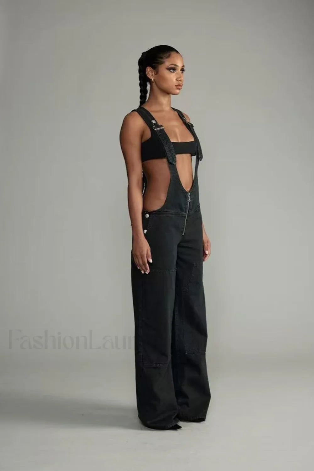 Low Rise Wide Leg Overall Jeans