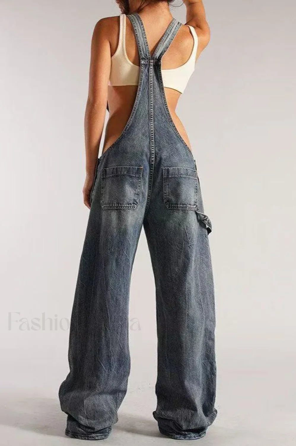 Low Rise Wide Leg Overall Jeans