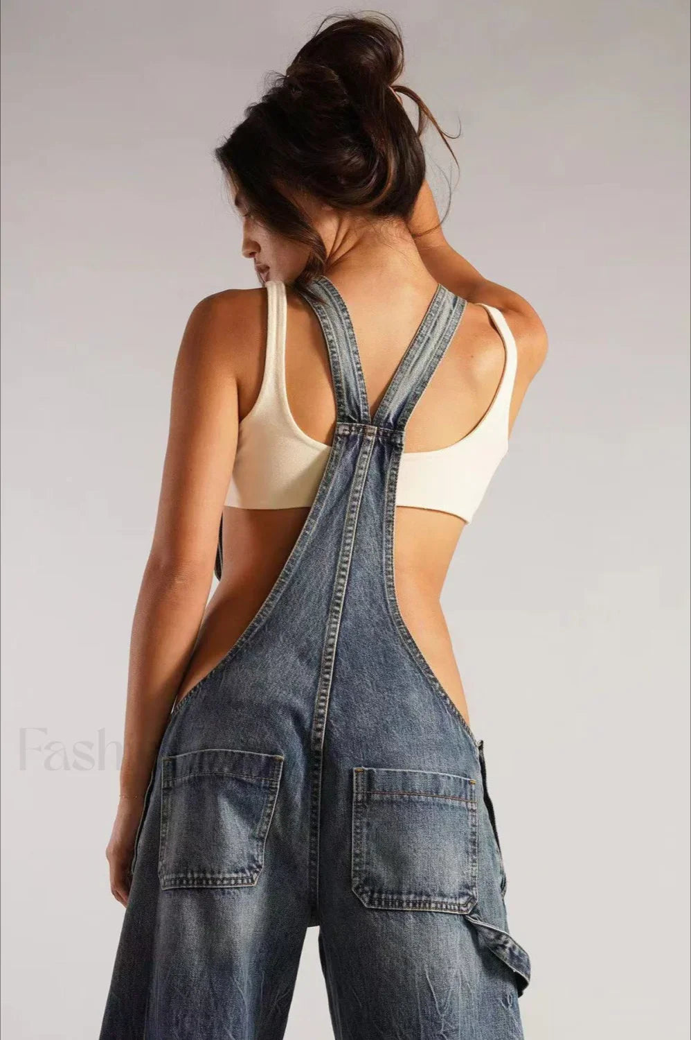 Low Rise Wide Leg Overall Jeans