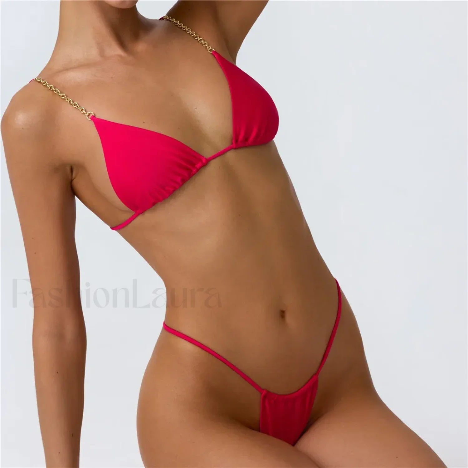 Low Waist Micro Thong Bikini Set RED / S