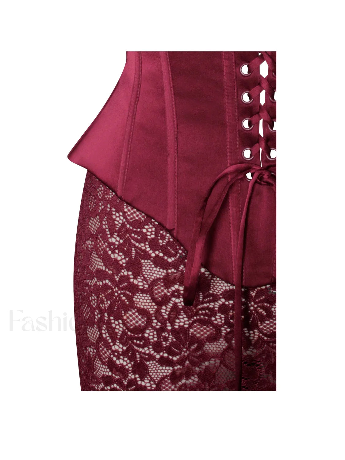Lucinda Burgundy Satin Charming Lace Corset Maxi Dress